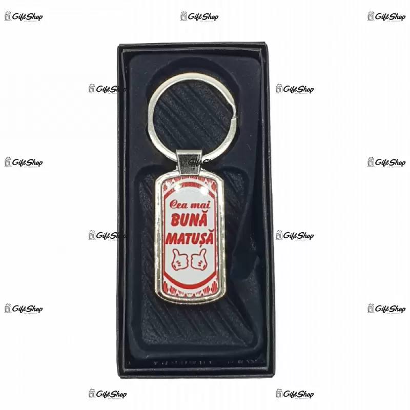 Cea mai buna matusa, breloc din metal cu mesaj